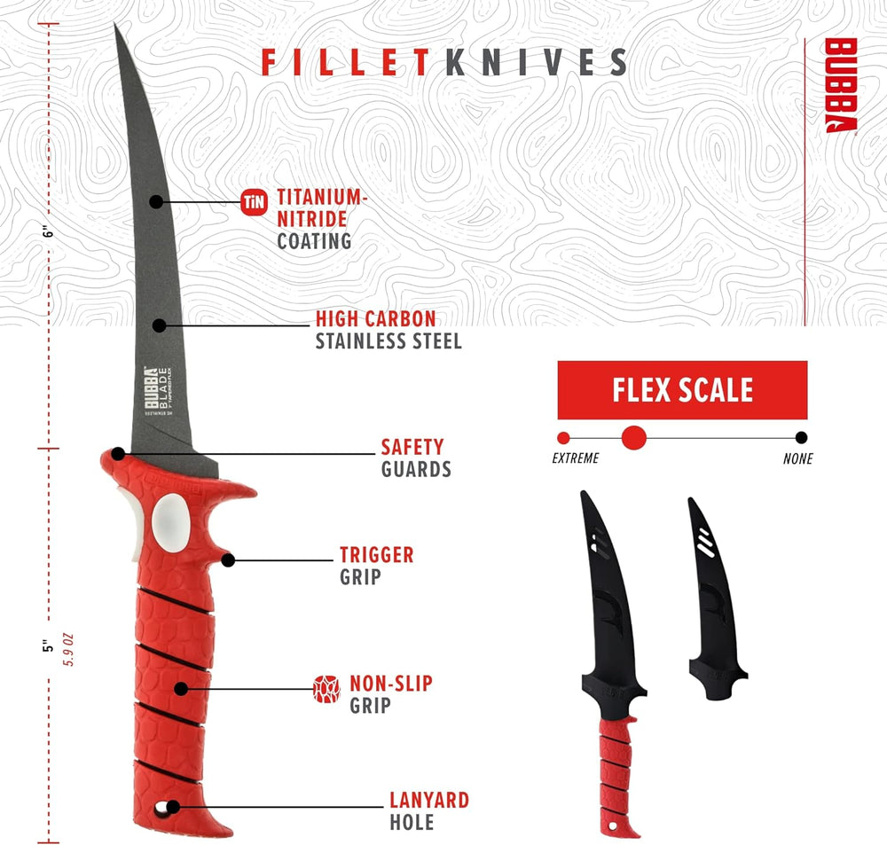 Bubba 9" Tapered Flex Fillet Knife | Precision Fishing Knife | Flexible Blade for Clean, Controlled Cuts
