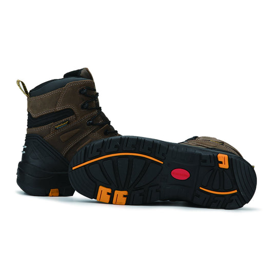 ROCKROOSTER Woodland Dark Brown 6-Inch Waterproof Soft Toe Boots | Durable Leather Work Footwear | Comfortable Outdoor & Safety Boots