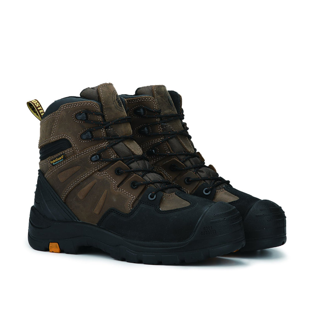 ROCKROOSTER Woodland Dark Brown 6-Inch Waterproof Soft Toe Boots | Durable Leather Work Footwear | Comfortable Outdoor & Safety Boots