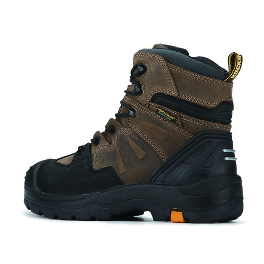 ROCKROOSTER Woodland Dark Brown 6-Inch Waterproof Soft Toe Boots | Durable Leather Work Footwear | Comfortable Outdoor & Safety Boots