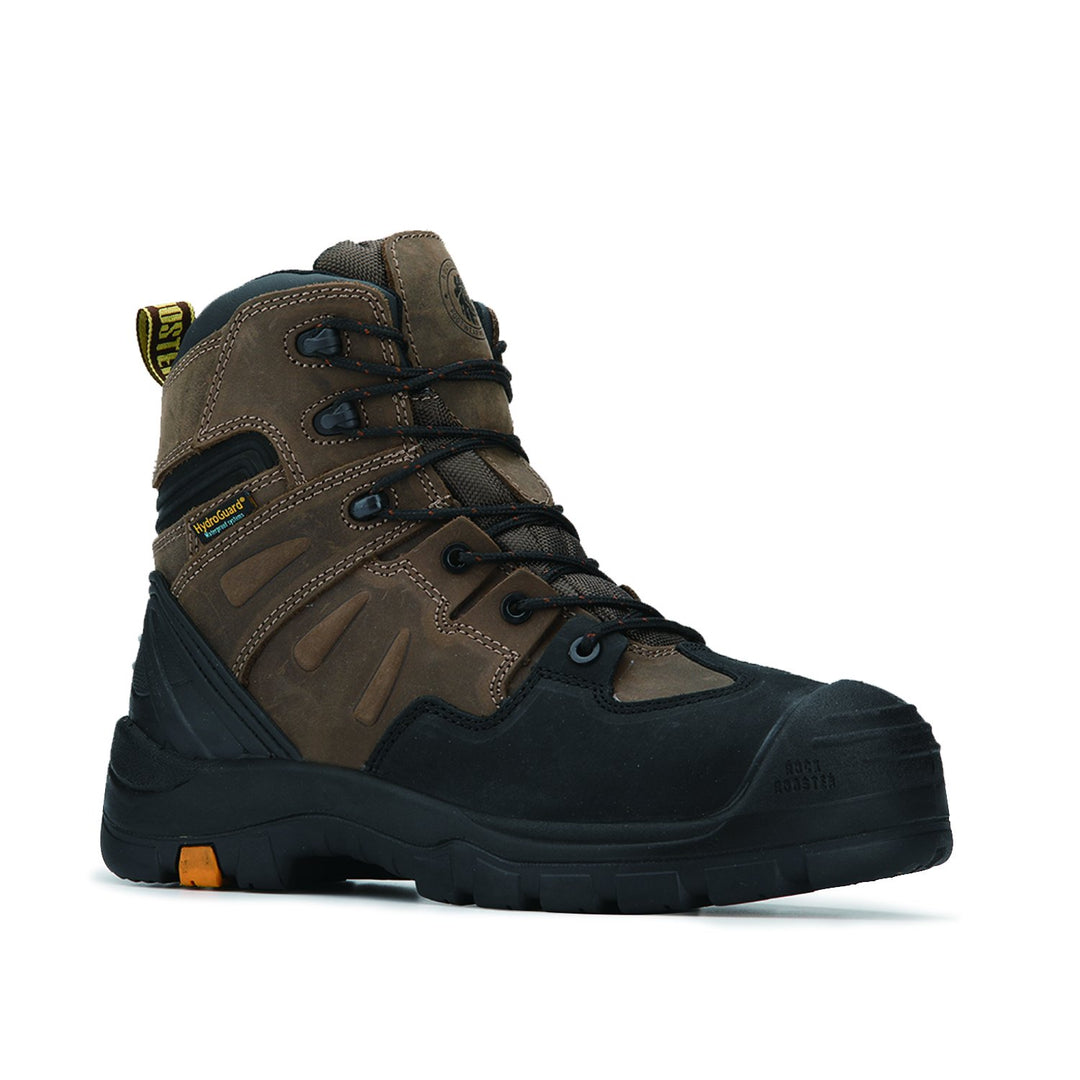 ROCKROOSTER Woodland Dark Brown 6-Inch Waterproof Soft Toe Boots | Durable Leather Work Footwear | Comfortable Outdoor & Safety Boots