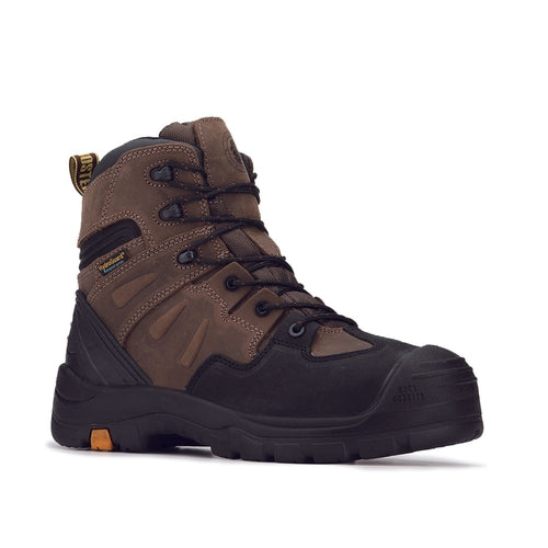 ROCKROOSTER Woodland Dark Brown 6-Inch Waterproof Soft Toe Boots | Durable Leather Work Footwear | Comfortable Outdoor & Safety Boots
