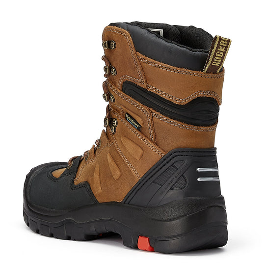 ROCKROOSTER Woodland Men’s 8-Inch Brown Work Boots | Composite Toe Safety Footwear | Durable Outdoor & Industrial Boots