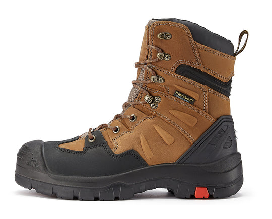 ROCKROOSTER Woodland Men’s 8-Inch Brown Work Boots | Composite Toe Safety Footwear | Durable Outdoor & Industrial Boots