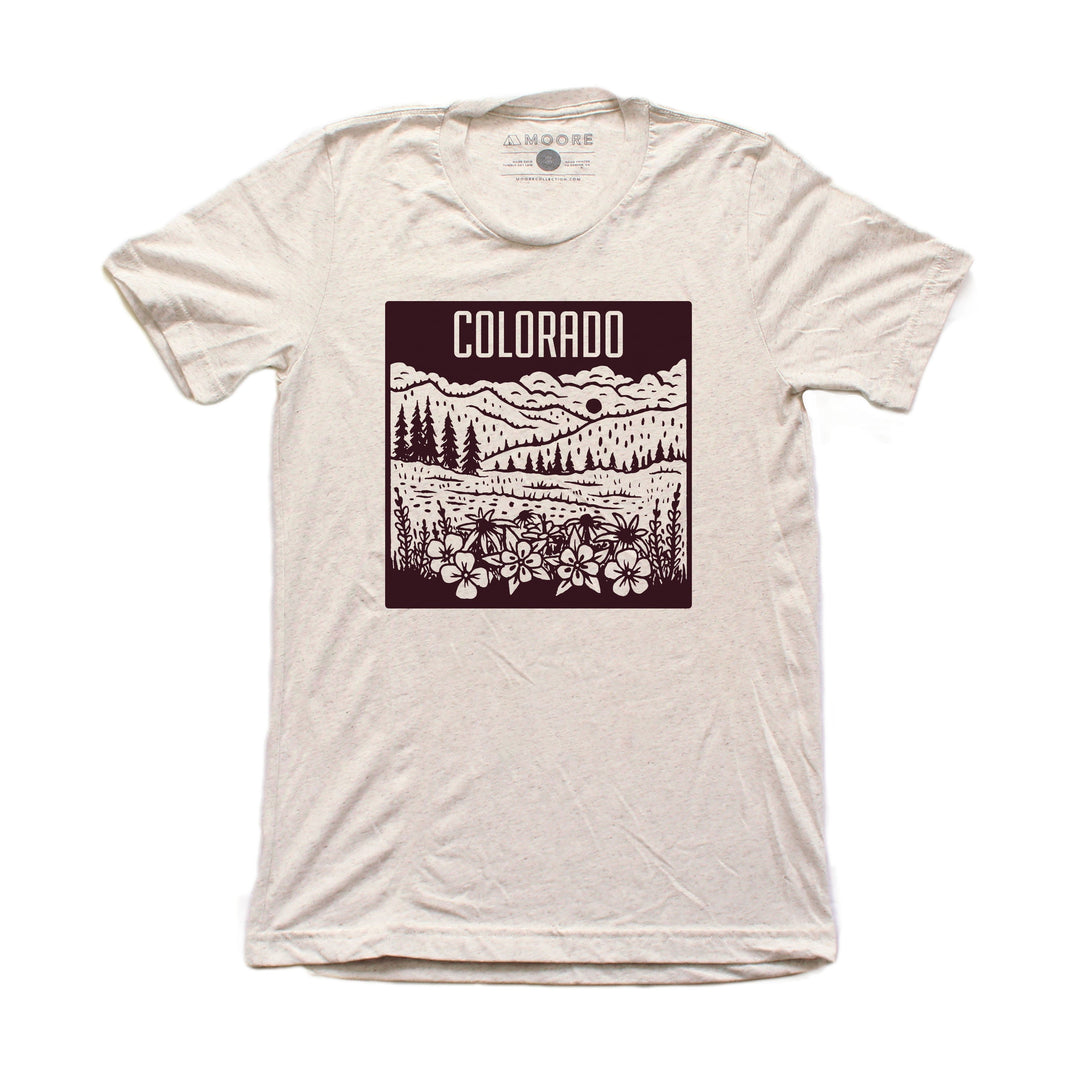 Colorado Mountain T-Shirt | Mountain Landscape Graphic Tee | Hand-Printed Unisex Hiking & Nature Shirt