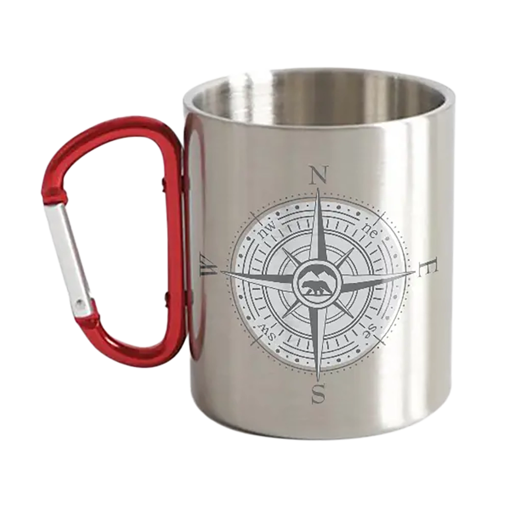 12oz Compass Camping Cup | Carabiner Handle & Compass Design | Durable Outdoor Adventure Mug