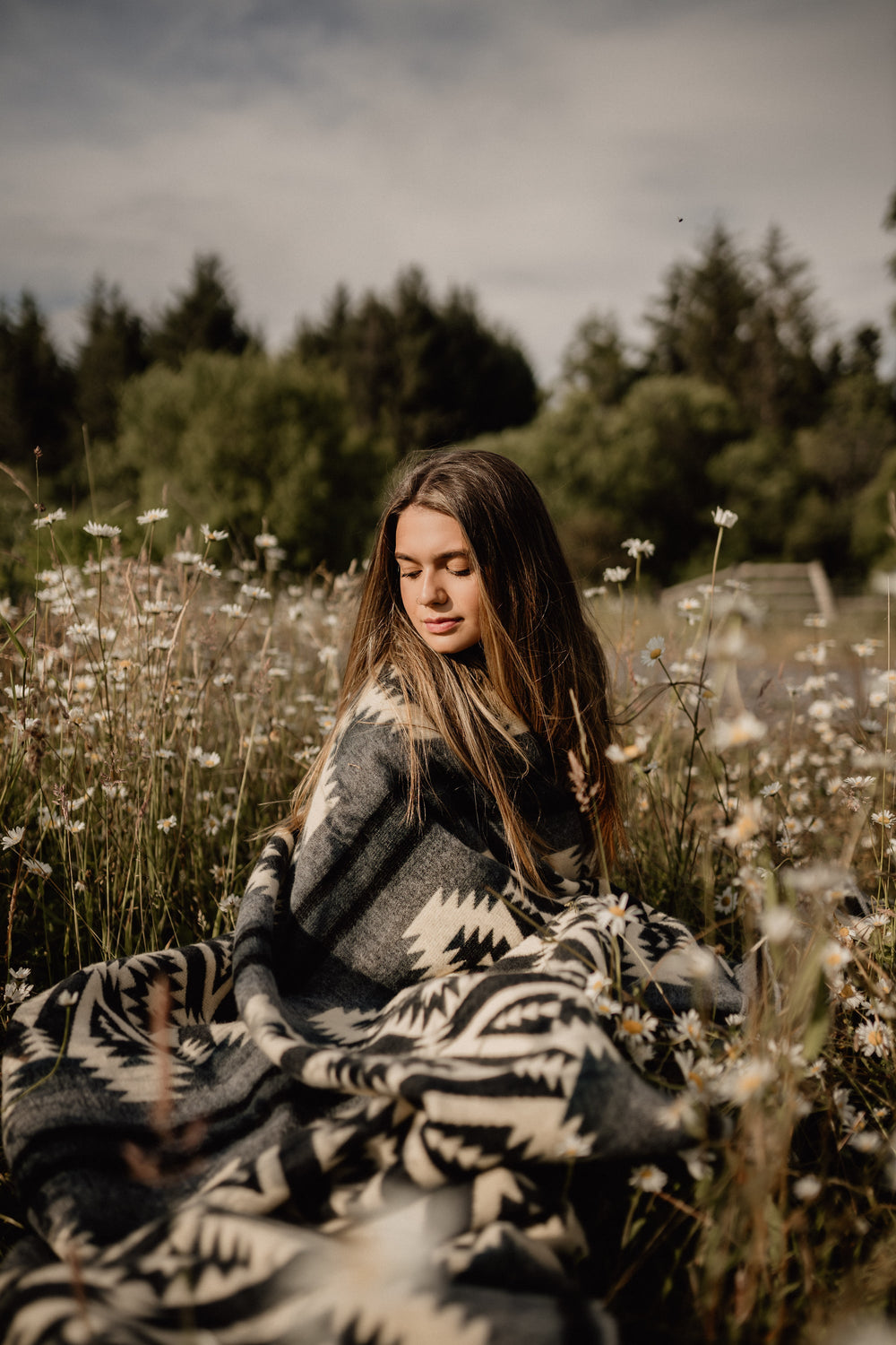 Quichua Blanket Greyscale | Ecuadorian Artisan Queen Blanket | Soft Handmade Sustainable Throw