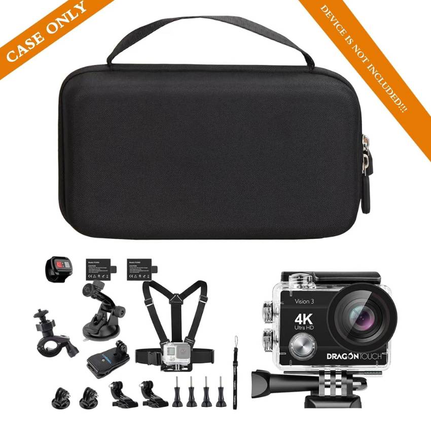 Protective EVA Case for 1080p Sports Action Cameras | Shockproof Travel-Ready Storage | Durable Protective Gear for Adventure Cameras
