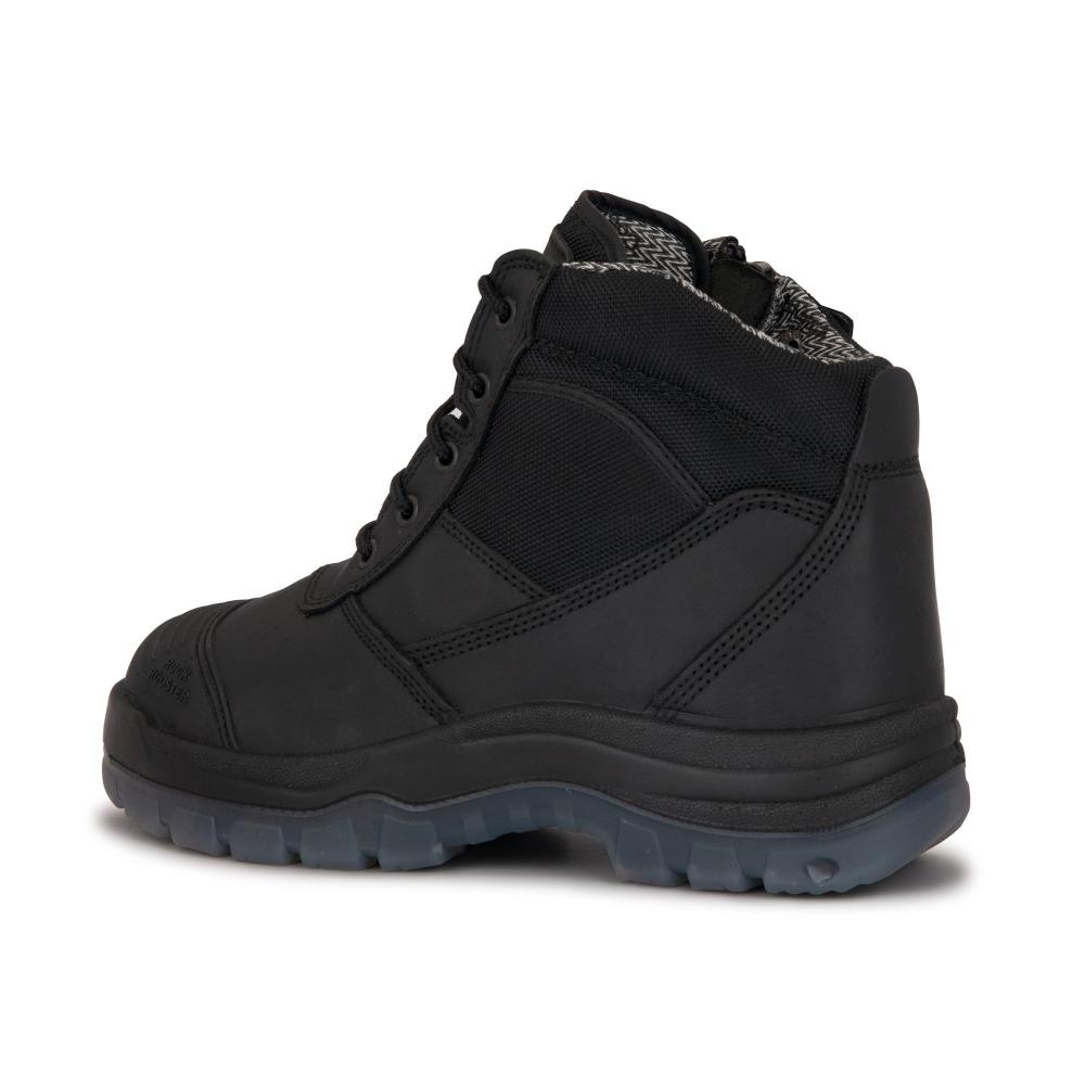 ROCKROOSTER Crisson Black 6-Inch Zip-Sided Steel Toe Leather Work Boots | Durable Safety Footwear | Comfortable Industrial & Outdoor Boots
