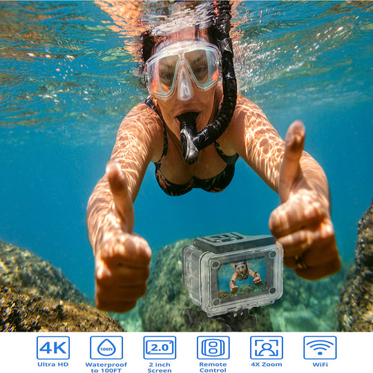 4K Action Pro Sports Camera – Ultra HD, Waterproof 30m, Shockproof & WiFi Enabled