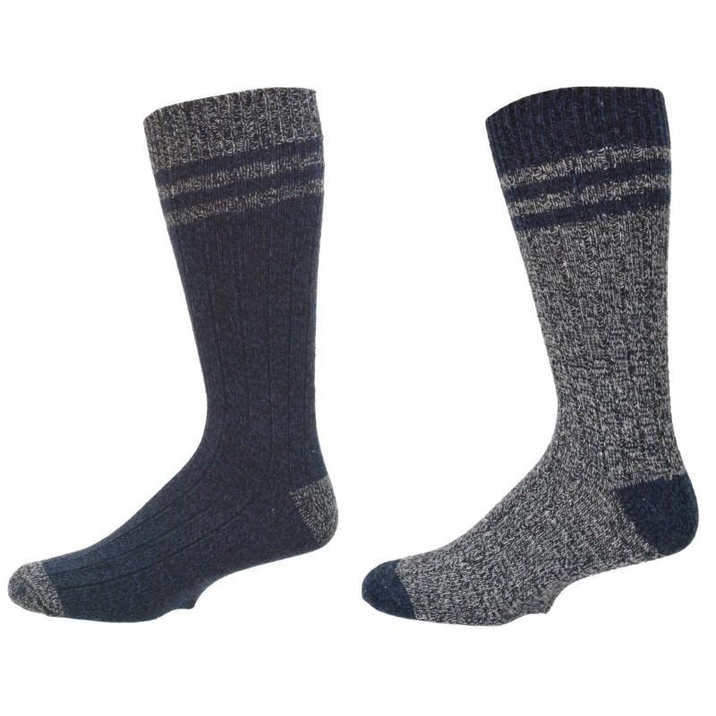 Wool Blended Crew Marled Men’s Hiking Socks 2-Pair Pack | Warm Breathable Outdoor Socks | Durable Comfort for Hiking & Camping