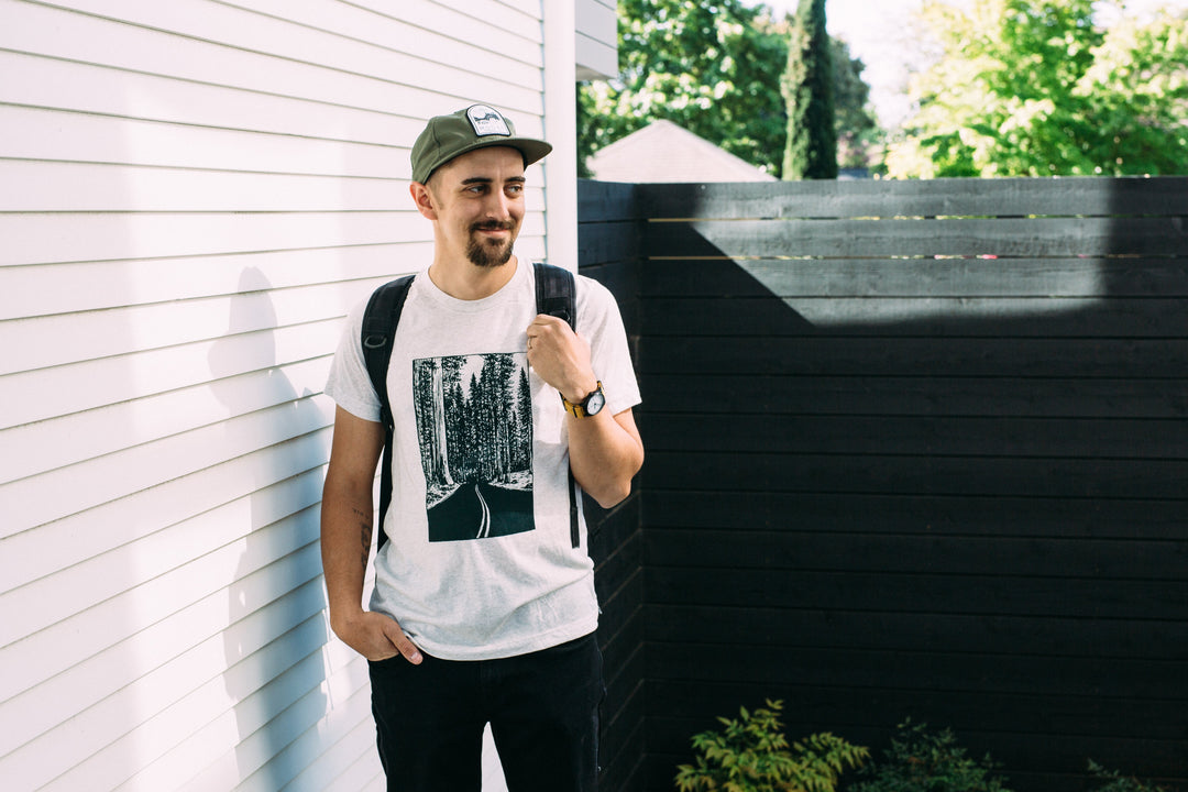 Redwoods T-Shirt | California Forest Graphic Tee | Hand-Printed Unisex Hiking & Nature Shirt