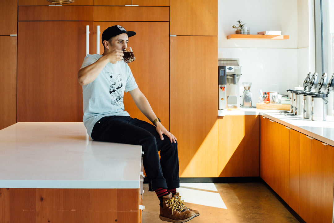 Ice Blue Mountain Ski T-Shirt | Winter Adventure Graphic Tee | Hand-Printed Unisex Hiking & Nature Shirt