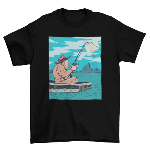 Bigfoot Fishing T-Shirt | Outdoor Graphic Tee | Casual Unisex Shirt for Fishing Enthusiasts