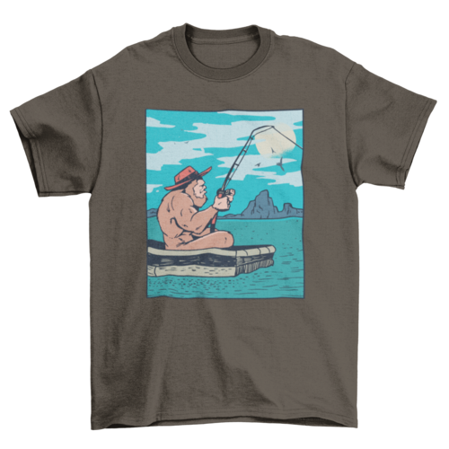 Bigfoot Fishing T-Shirt | Outdoor Graphic Tee | Casual Unisex Shirt for Fishing Enthusiasts