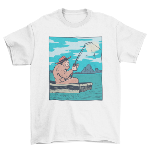 Bigfoot Fishing T-Shirt | Outdoor Graphic Tee | Casual Unisex Shirt for Fishing Enthusiasts