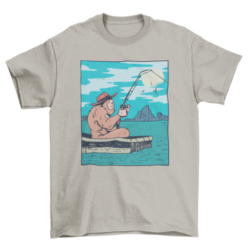 Bigfoot Fishing T-Shirt | Outdoor Graphic Tee | Casual Unisex Shirt for Fishing Enthusiasts