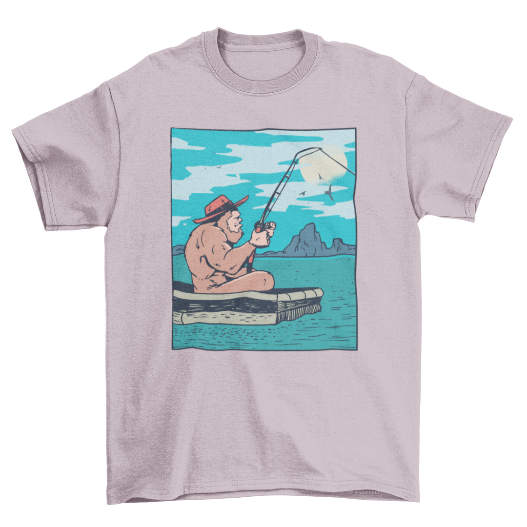 Bigfoot Fishing T-Shirt | Outdoor Graphic Tee | Casual Unisex Shirt for Fishing Enthusiasts