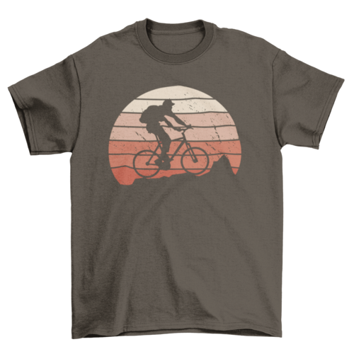 Retro Sunset Mountain Bike T-Shirt | Vintage Cycling Graphic Tee | Casual Unisex Outdoor & Trail Riding Shirt