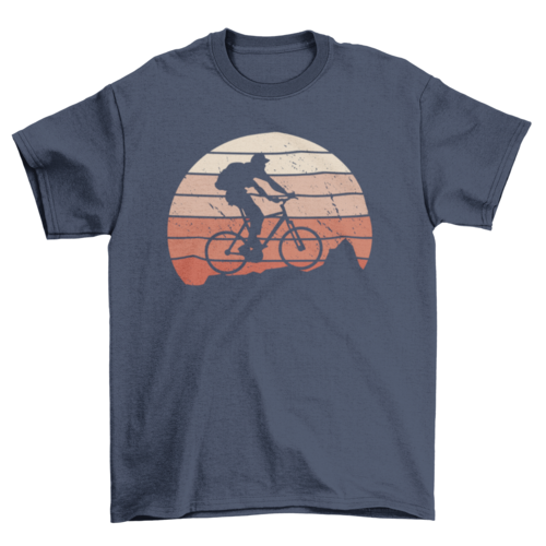 Retro Sunset Mountain Bike T-Shirt | Vintage Cycling Graphic Tee | Casual Unisex Outdoor & Trail Riding Shirt