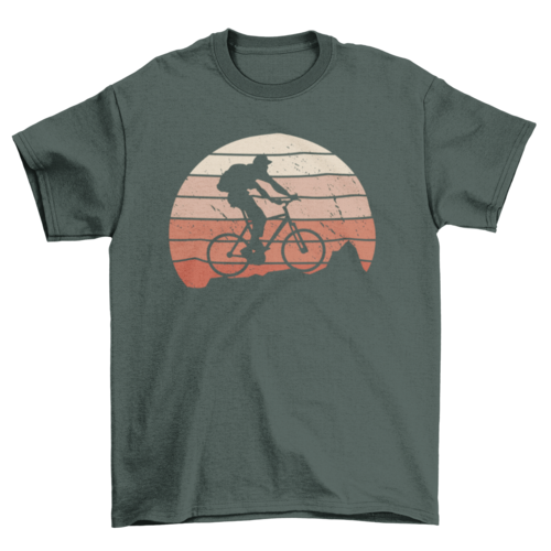 Retro Sunset Mountain Bike T-Shirt | Vintage Cycling Graphic Tee | Casual Unisex Outdoor & Trail Riding Shirt