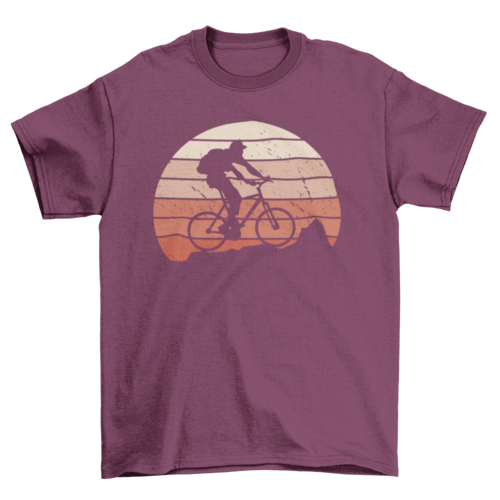 Retro Sunset Mountain Bike T-Shirt | Vintage Cycling Graphic Tee | Casual Unisex Outdoor & Trail Riding Shirt