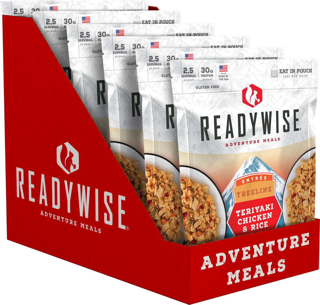Treeline Teriyaki Chicken & Rice 6-Pack (ReadyWise) | Freeze-Dried Dinner Meal | Lightweight Camping & Emergency Food Supply
