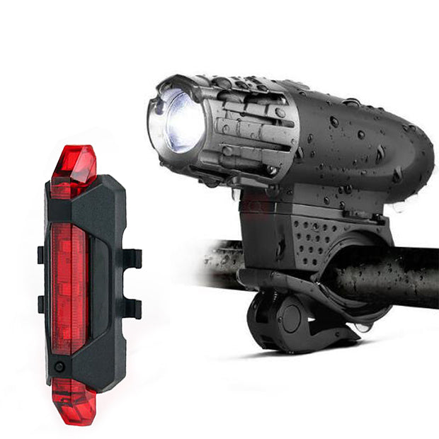 Rechargeable Bike Headlight & Taillight Set | USB Waterproof Cycling Lights | 4-Mode Front & Rear Bicycle Safety Kit