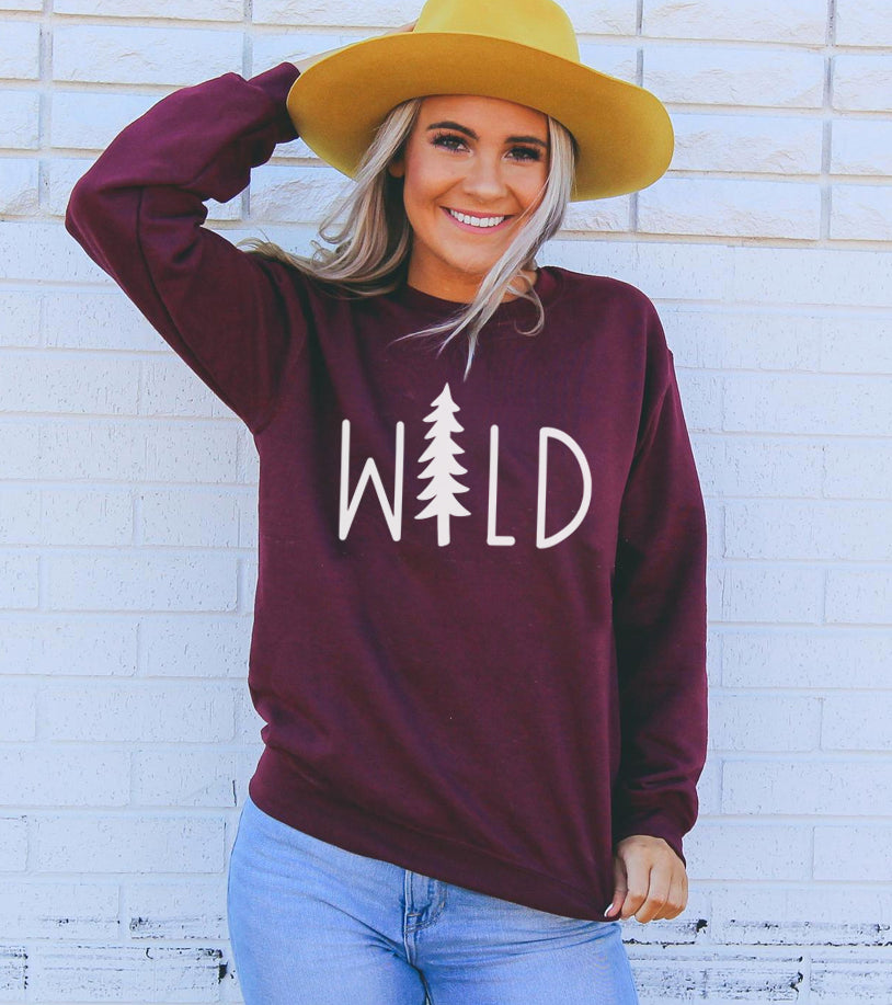 Women’s Wild Sweatshirt | Cozy Crewneck Pullover | Bold Lettering Casual & Outdoor Comfort Wear