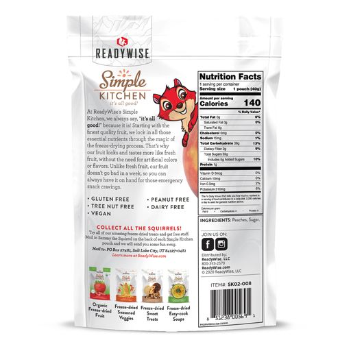 6 CT Case Simple Kitchen Peaches | Freeze-Dried Fruit Snack | Healthy Lightweight Camping & Hiking Food