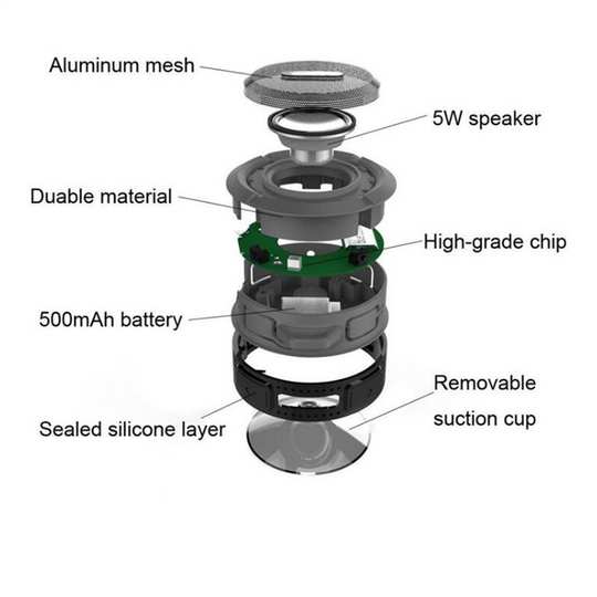 Mini Waterproof Bluetooth Speaker | Compact Outdoor Sound | Suction Mount