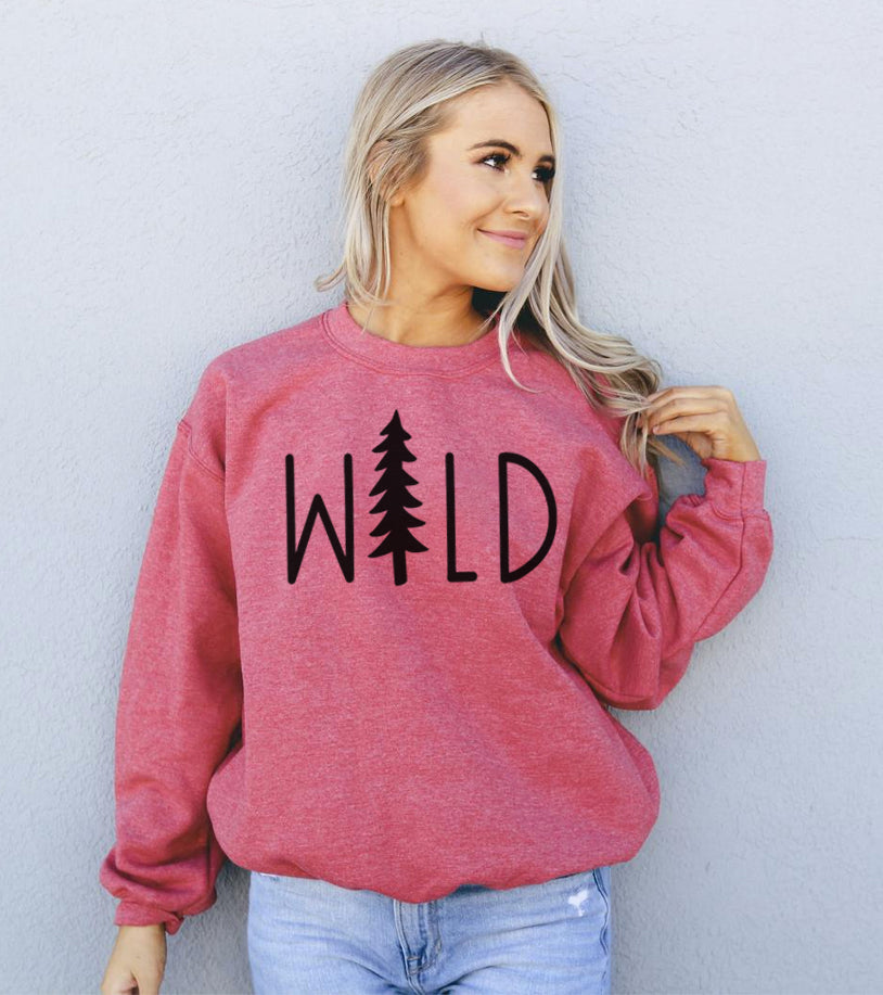 Women’s Wild Sweatshirt | Cozy Crewneck Pullover | Bold Lettering Casual & Outdoor Comfort Wear