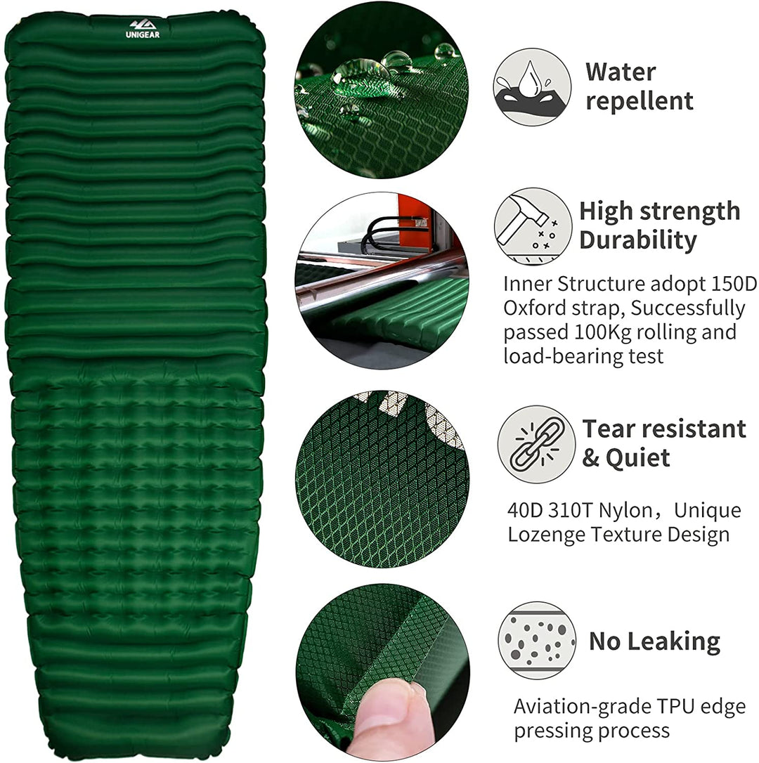 Unigear Ultralight Ergonomic Sleeping Pad | Comfortable Lightweight Camping Mat | Portable Backpacking Sleeping Gear