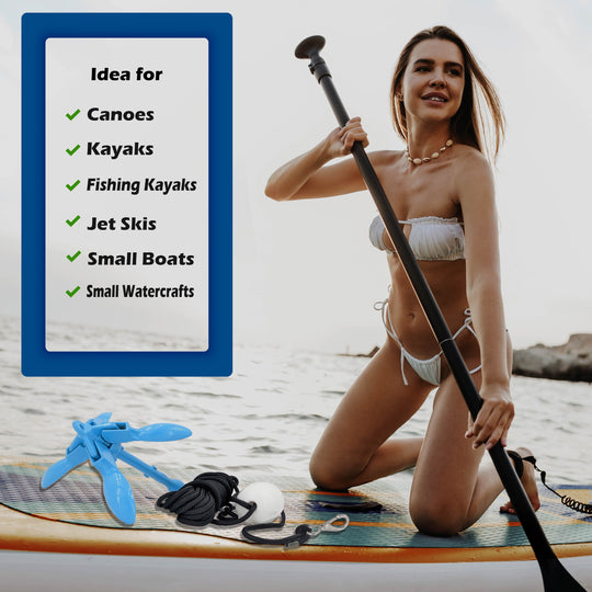 3.5 lb Folding Anchor Kit | 40 ft Rope | Kayak | SUP | Durable | Compact