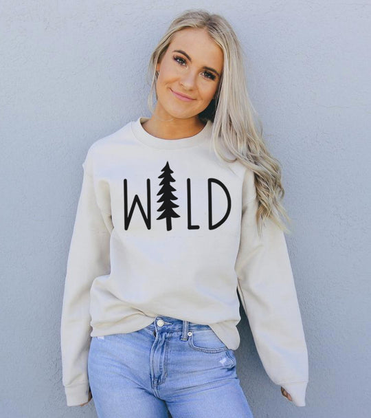 Women’s Wild Sweatshirt | Cozy Crewneck Pullover | Bold Lettering Casual & Outdoor Comfort Wear