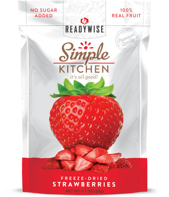 6 CT Case Simple Kitchen Sliced Strawberries | Freeze-Dried Fruit Snack | Healthy Lightweight Camping & Hiking Food
