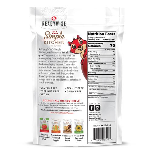 6 CT Case Simple Kitchen Sweet Apples | Freeze-Dried Fruit Snack | Healthy Lightweight Camping & Hiking Food