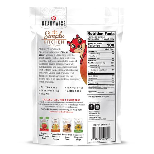 6 CT Case Simple Kitchen Mango | Freeze-Dried Fruit Snack | Healthy Lightweight Camping & Hiking Food