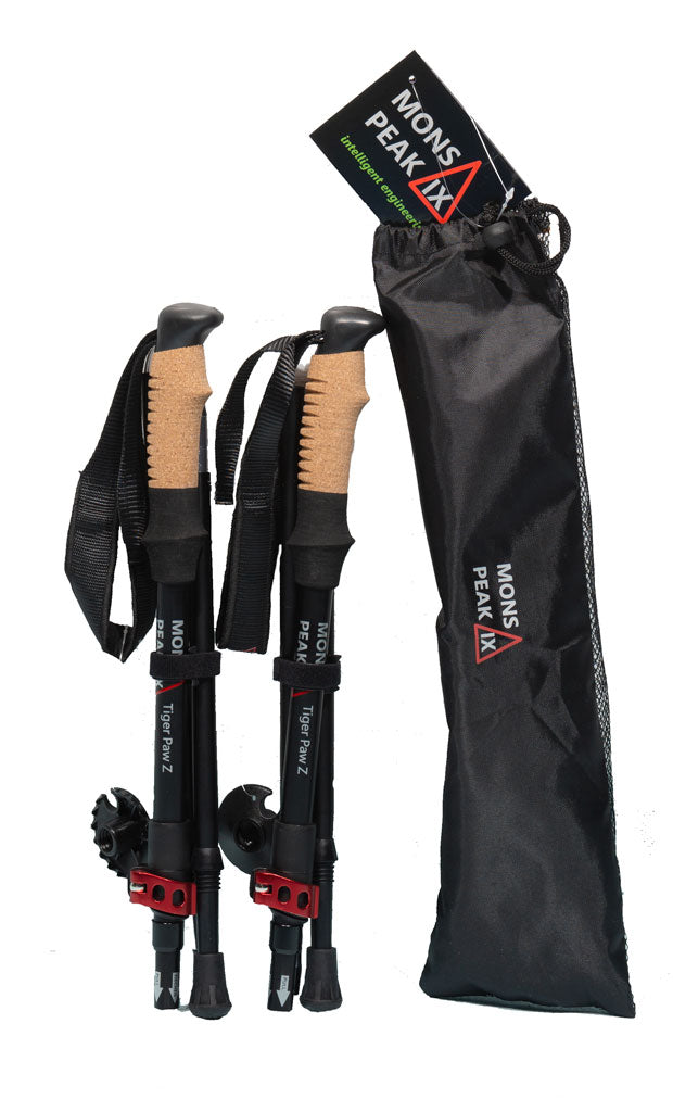 Tiger Paw Z Trekking Poles | Lightweight Collapsible Hiking Sticks | Durable Walking Poles for Backpacking & Outdoor Adventures
