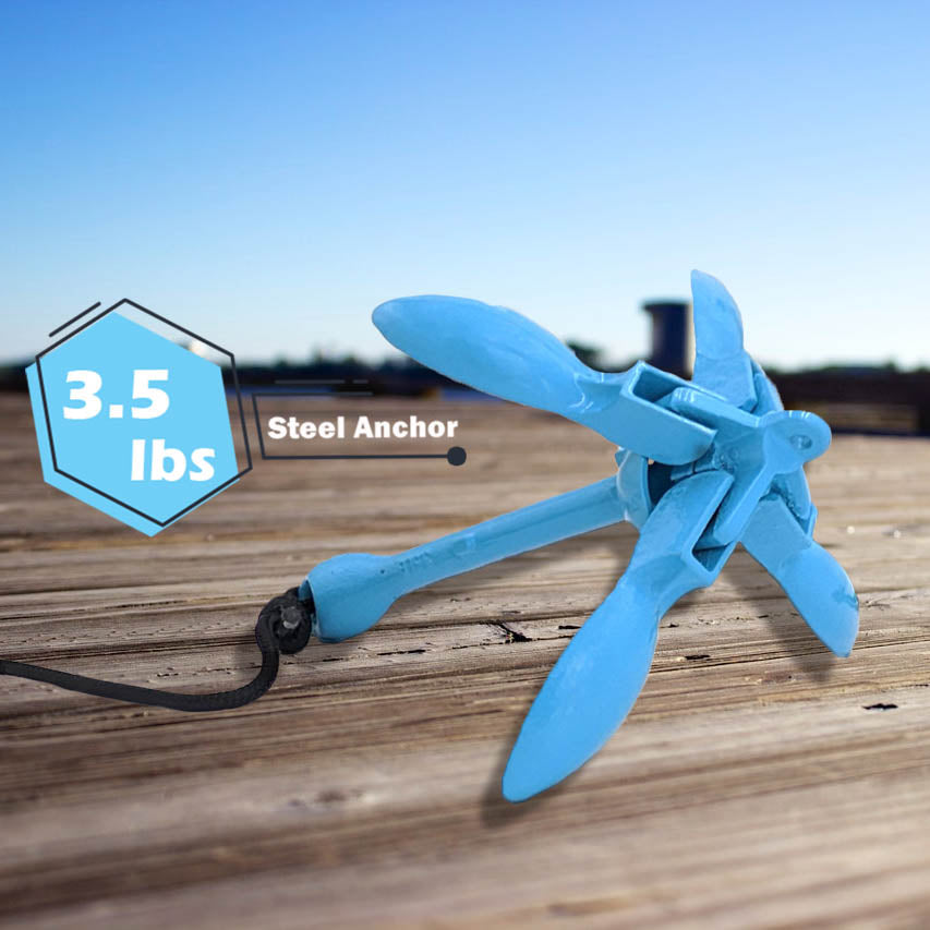3.5 lb Folding Anchor Kit | 40 ft Rope | Kayak | SUP | Durable | Compact