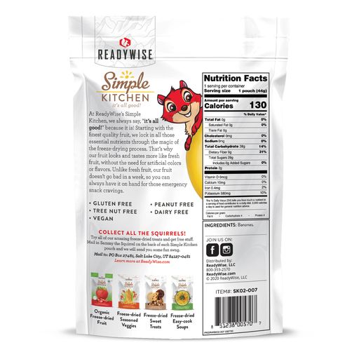 6 CT Case Simple Kitchen Bananas | Freeze-Dried Fruit Snack | Healthy Lightweight Camping & Hiking Food