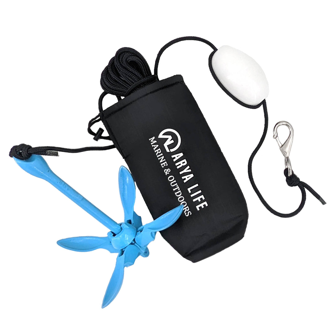 3.5 lb Folding Anchor Kit | 40 ft Rope | Kayak | SUP | Durable | Compact