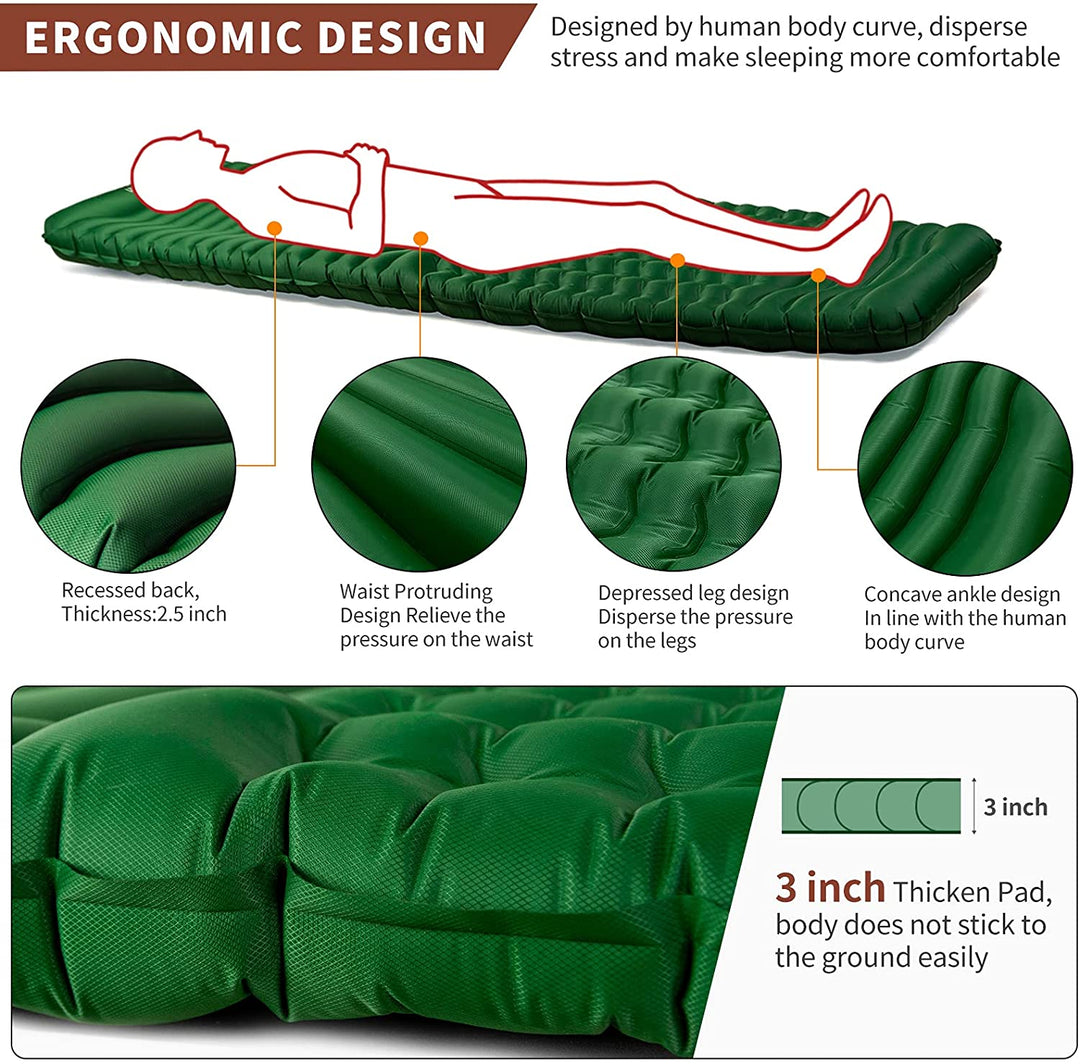 Unigear Ultralight Ergonomic Sleeping Pad | Comfortable Lightweight Camping Mat | Portable Backpacking Sleeping Gear