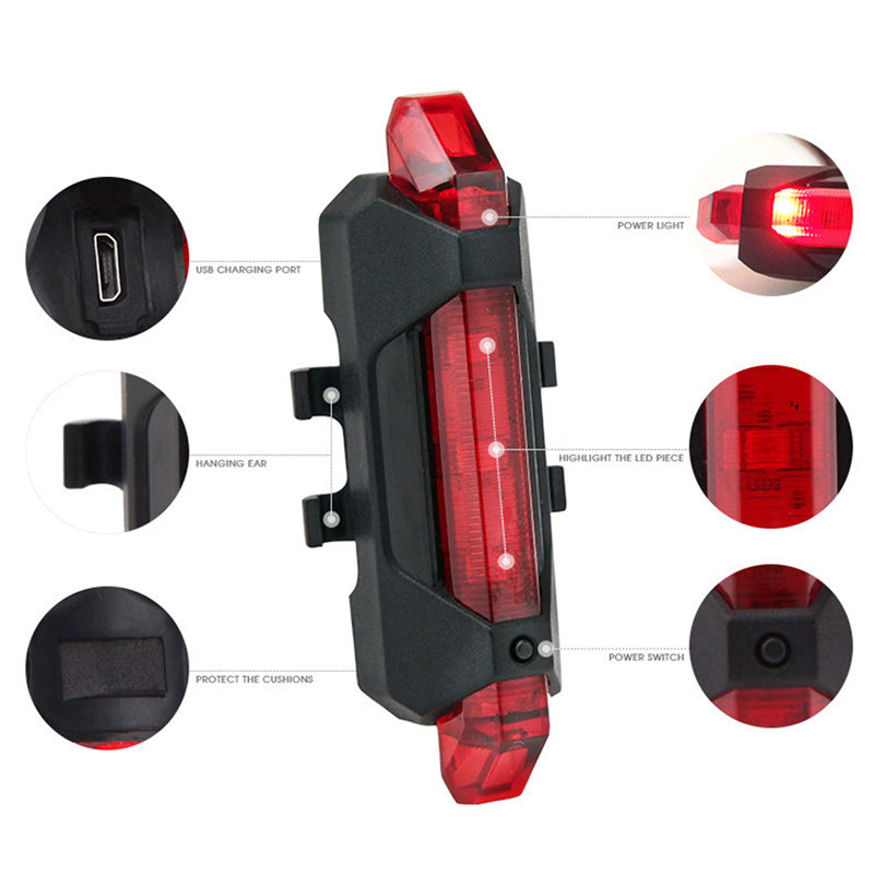 Rechargeable Bike Headlight & Taillight Set | USB Waterproof Cycling Lights | 4-Mode Front & Rear Bicycle Safety Kit