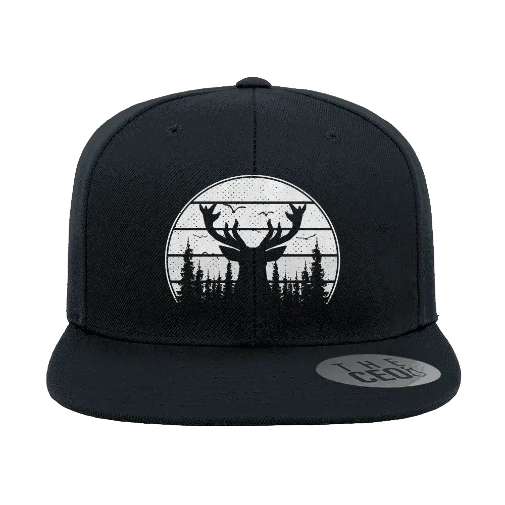 Deer Color Embroidered Flat Bill Hat | Outdoor Wildlife Design Cap | Stylish Adventure & Casual Headwear