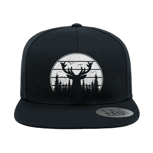 Deer Color Embroidered Flat Bill Hat | Outdoor Wildlife Design Cap | Stylish Adventure & Casual Headwear