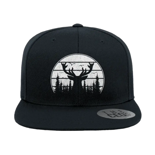 Deer Color Embroidered Flat Bill Hat | Outdoor Wildlife Design Cap | Stylish Adventure & Casual Headwear