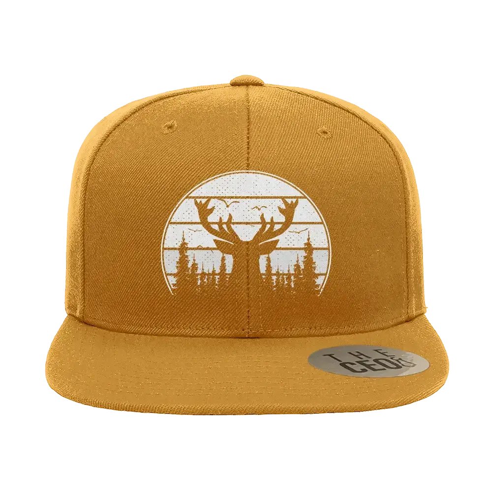 Deer Color Embroidered Flat Bill Hat | Outdoor Wildlife Design Cap | Stylish Adventure & Casual Headwear
