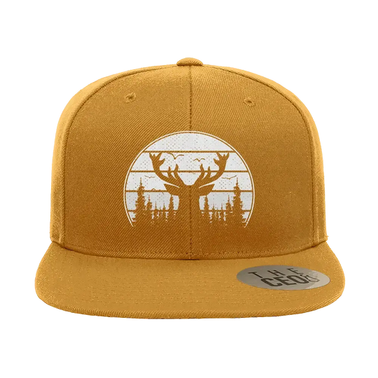 Deer Color Embroidered Flat Bill Hat | Outdoor Wildlife Design Cap | Stylish Adventure & Casual Headwear