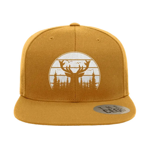 Deer Color Embroidered Flat Bill Hat | Outdoor Wildlife Design Cap | Stylish Adventure & Casual Headwear